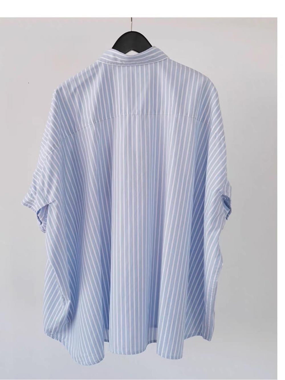 R13 Stripe Oversize Boxy Button-Up Shirt Light Blue Stripe, XS - Picture 6 of 8